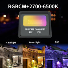 Load image into Gallery viewer, 24W Smart BT Mesh LED Flood Light Waterproof IP66 2000LM Floodlight RGBCW APP Control