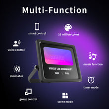 Load image into Gallery viewer, 24W Smart BT Mesh LED Flood Light Waterproof IP66 2000LM Floodlight RGBCW APP Control