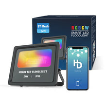 Load image into Gallery viewer, 24W Smart BT Mesh LED Flood Light Waterproof IP66 2000LM Floodlight RGBCW APP Control