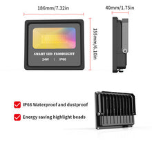 Load image into Gallery viewer, 24W Smart BT Mesh LED Flood Light Waterproof IP66 2000LM Floodlight RGBCW APP Control
