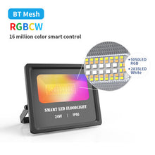 Load image into Gallery viewer, 24W Smart BT Mesh LED Flood Light Waterproof IP66 2000LM Floodlight RGBCW APP Control
